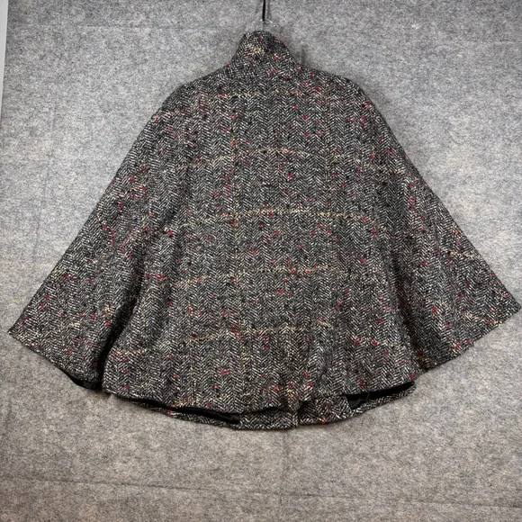 Toni T Gray Tweed Cape Jacket Size 3X Wool Alpaca Blend Button Front Poncho Coat - Picture 13 of 16